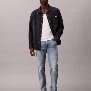 JEANS IN DENIM CHIARO CALVIN KLEIN SLIM STRAIGHT DA UOMO